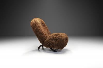 Theo Ruth Congo Lounge Chair in Mongolian Shearling by Theo Ruth The Netherlands 1950s