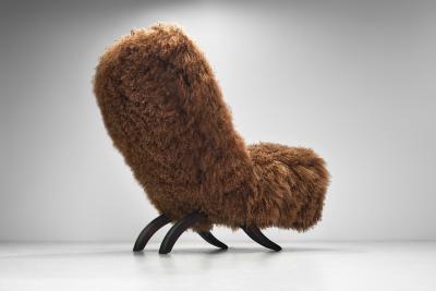 Theo Ruth Congo Lounge Chair in Mongolian Shearling by Theo Ruth The Netherlands 1950s