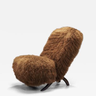 Theo Ruth Congo Lounge Chair in Mongolian Shearling by Theo Ruth The Netherlands 1950s
