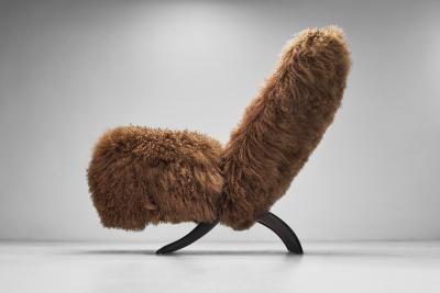 Theo Ruth Pair of Congo Lounge Chairs in Shearling by Theo Ruth The Netherlands 1950s