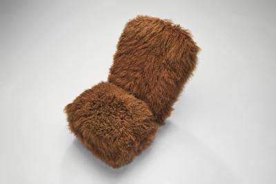 Theo Ruth Pair of Congo Lounge Chairs in Shearling by Theo Ruth The Netherlands 1950s
