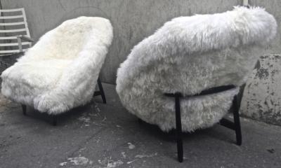 Theo Ruth Theo Ruth for Artifort 1950s Chairs Newly Covered in Sheep Fur