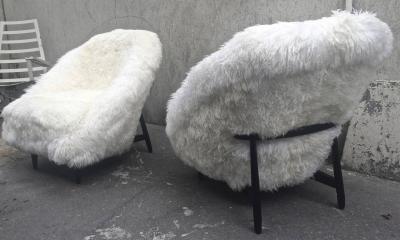 Theo Ruth Theo Ruth for Artifort 1950s Chairs Newly Covered in Sheep Fur