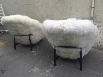 Theo Ruth Theo Ruth for Artifort 1950s Chairs Newly Covered in Sheep Fur