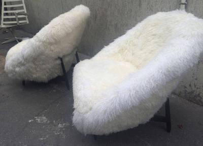 Theo Ruth Theo Ruth for Artifort 1950s Chairs Newly Covered in Sheep Fur