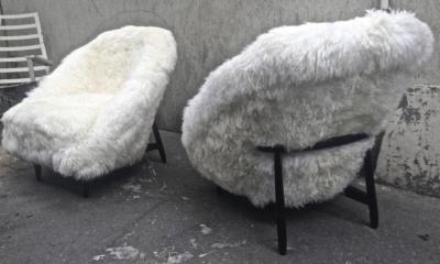 Theo Ruth Theo Ruth for Artifort 1950s Chairs Newly Covered in Sheep Fur