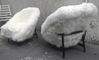 Theo Ruth Theo Ruth for Artifort 1950s Chairs Newly Covered in Sheep Fur