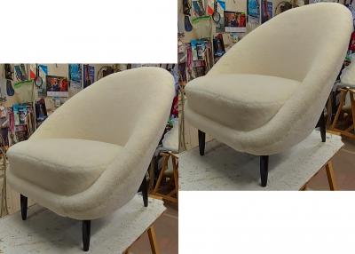 Theo Ruth Theo Ruth for Artifort pair of documented chair newly covered in wool faux fur