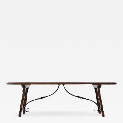 Theodore Alexander 19th C Style Theodore Alexander Rustic Iron Trestle Walnut Coffee Table