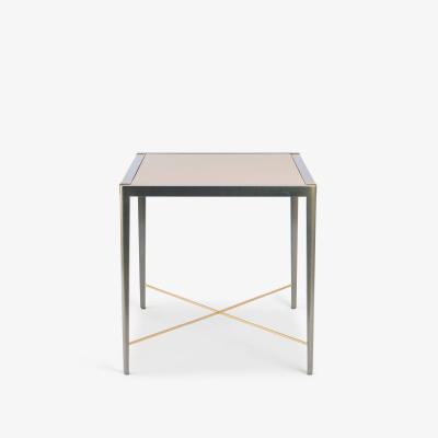 Theodore Alexander Accent Side Card Table in Green Metallic Lacquer Leather by Theodore Alexander