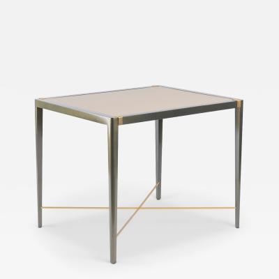 Theodore Alexander Accent Side Card Table in Green Metallic Lacquer Leather by Theodore Alexander