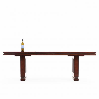 Theodore Alexander Large Mahogany Slab Table With Chrome Accents