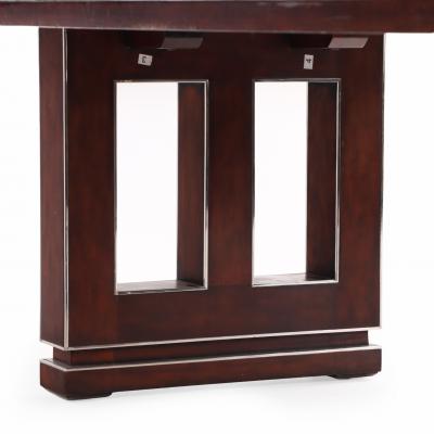 Theodore Alexander Large Mahogany Slab Table With Chrome Accents