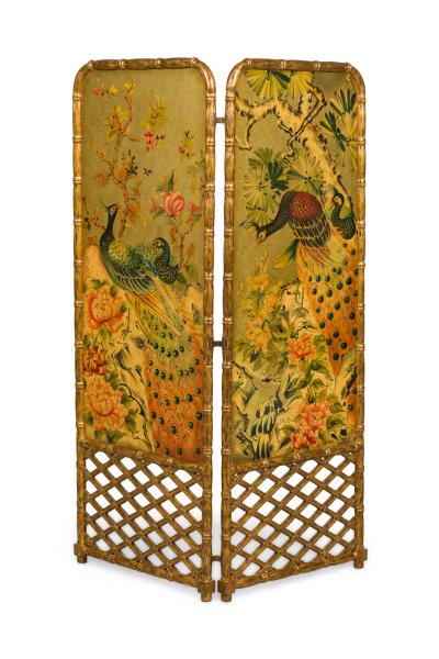 Theodore Alexander Regency Style Chinoiserie Hand Painted Screen