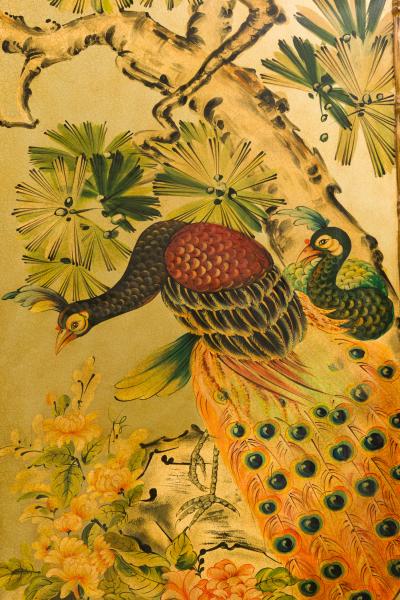 Theodore Alexander Regency Style Chinoiserie Hand Painted Screen