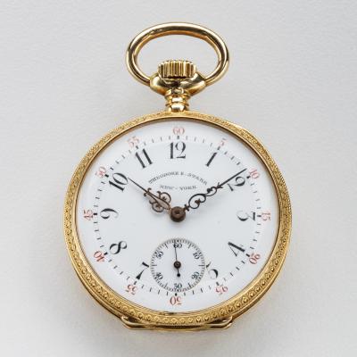 Theodore B Starr Antique Pocket Watch Enamel 18kt Gold Vacheron Constanitine manufactured