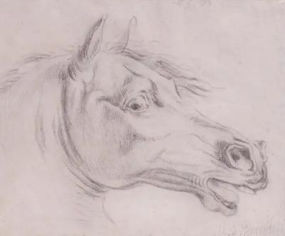 Theodore Gericault A Rare and Important Study Drawing Equestrian Horse Head 