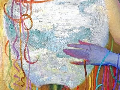 Theodore N Lukits Nude Dancer with Ornate Floral Head dress and Japanese Lantern Carnival