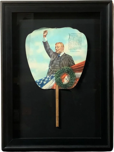 Theodore Roosevelt The Americans Creed Printed Paddle Fan Early 20th Century