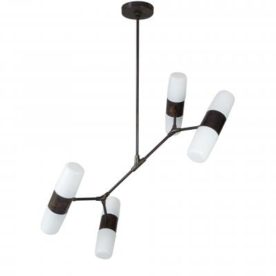 Thierry Jeannot Chandelier pendant lamp opaline vintage glass shades orientations variable