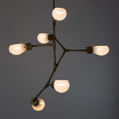 Thierry Jeannot Chandelier with articulated 1960ies Industrial Glass shades