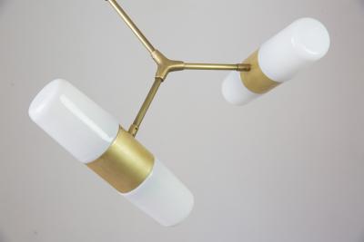 Thierry Jeannot PENDANT LAMP polished brass bronze 60ies glass shades