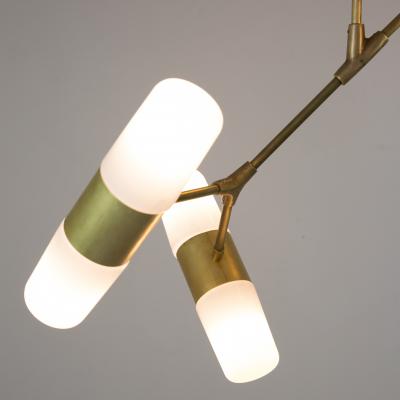 Thierry Jeannot PENDANT LAMP polished brass bronze 60ies glass shades