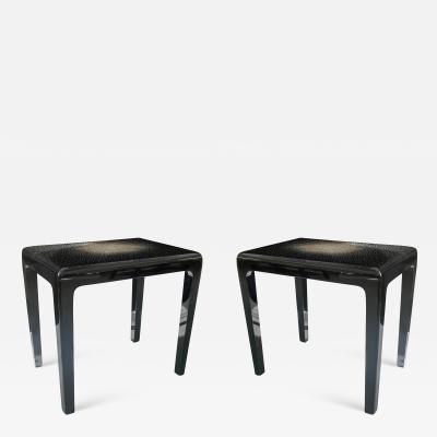 Thierry Voeltzel Pair of Side Tables in Lacquer and Eggshell