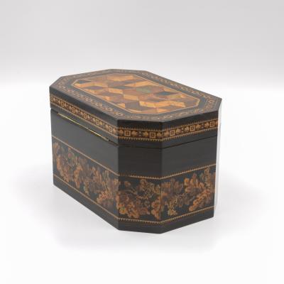 Thomas Barton Hexagonal Tunbridgeware Tea Caddy By Thomas Barton English Circa 1865