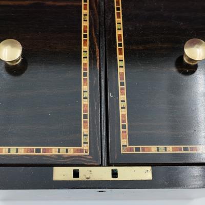 Thomas Barton Hexagonal Tunbridgeware Tea Caddy By Thomas Barton English Circa 1865
