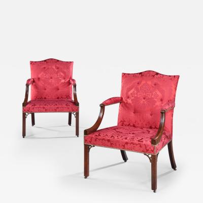 Thomas Chippendale CHIPPENDALE PERIOD PAIR OF GAINSBOROUGH CHAIRS C 1765