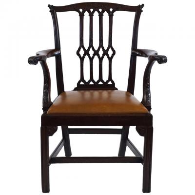 Thomas Chippendale Gothic Chippendale Mahogany Armchair
