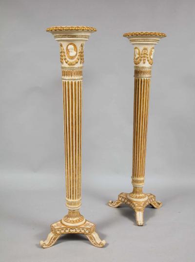 Thomas Chippendale Junior Pair of George III Painted and Giltwood Pedestals