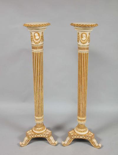 Thomas Chippendale Junior Pair of George III Painted and Giltwood Pedestals