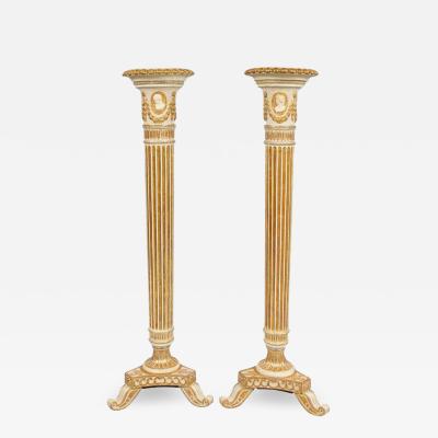 Thomas Chippendale Junior Pair of George III Painted and Giltwood Pedestals