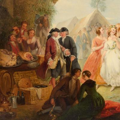 Thomas Clater Oil Painting of a Village Maypole Celebration by Thomas Clater