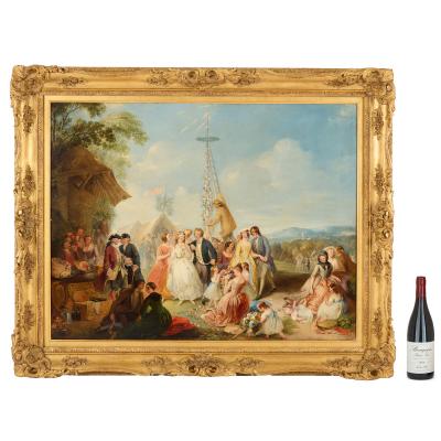 Thomas Clater Oil Painting of a Village Maypole Celebration by Thomas Clater
