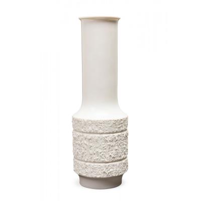 Thomas Germany Mid Century White Textured Band Design Porcelain Vase