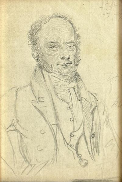 Thomas Hargreaves Antique Early 19th C English Portrait Drawing by Thomas Hargreaves