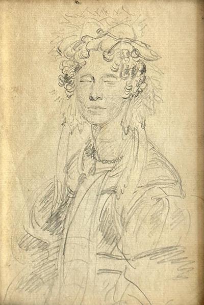 Thomas Hargreaves Early 19th C English Pencil Portrait Drawing of a Lady by Thomas Hargreaves