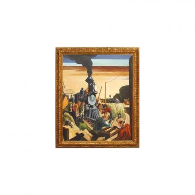 Thomas Hart Benton Copy of Thomas Har Bentons Building of Railroad Painting