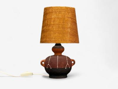 Thomas Hellstr m Swedish Modern Ceramic Fabric Table Lamp Sweden 1970s