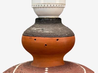 Thomas Hellstr m Swedish Modern Ceramic Fabric Table Lamp Sweden 1970s