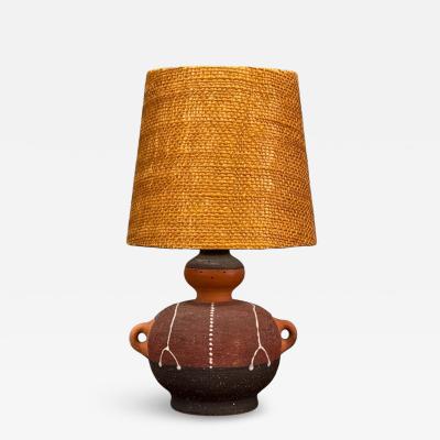 Thomas Hellstr m Swedish Modern Ceramic Fabric Table Lamp Sweden 1970s