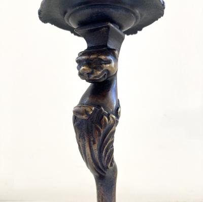 Thomas Hope A Rare Pair of Regency Patinated Bronze Candlesticks