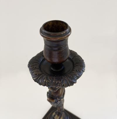 Thomas Hope A Rare Pair of Regency Patinated Bronze Candlesticks