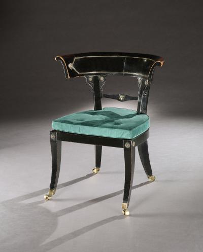 Thomas Hope English Regency Period Ebonised Library Chair