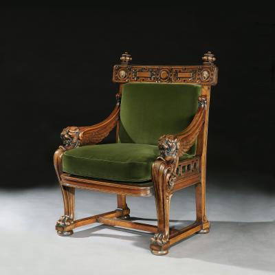 Thomas Hope RARE 19TH CENTURY LION MONOPODIA ARMCHAIR AFTER THOMAS HOPE