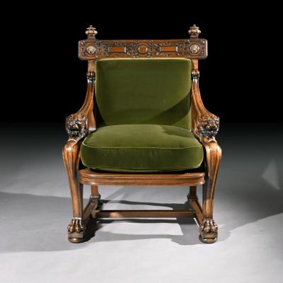 Thomas Hope RARE 19TH CENTURY LION MONOPODIA ARMCHAIR AFTER THOMAS HOPE