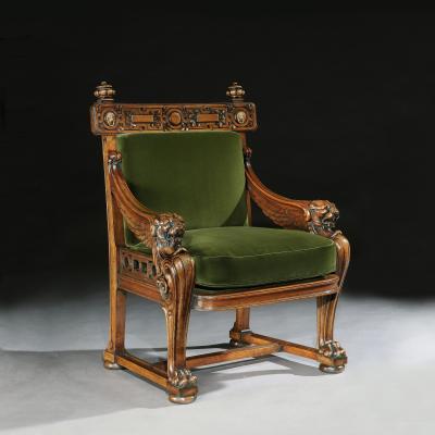 Thomas Hope RARE 19TH CENTURY LION MONOPODIA ARMCHAIR AFTER THOMAS HOPE